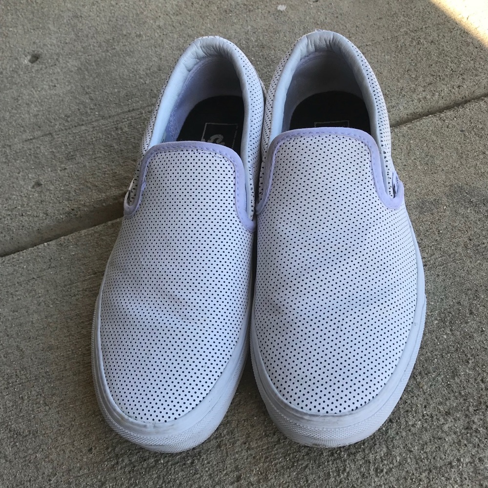 Vans white slip on